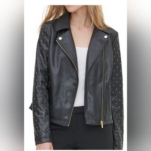Studded Zip Moto faux leather Jacket